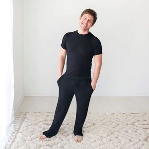 NWT- Posh Peanut black ribbed short sleeve men’s lounge wear